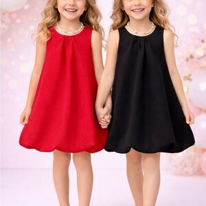 ZARA Girls Bubble Dress Bundle | Red & Black | Size 7 | LIKE NEW